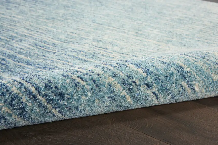 6' Blue And Ivory Abstract Runner Rug Photo 9