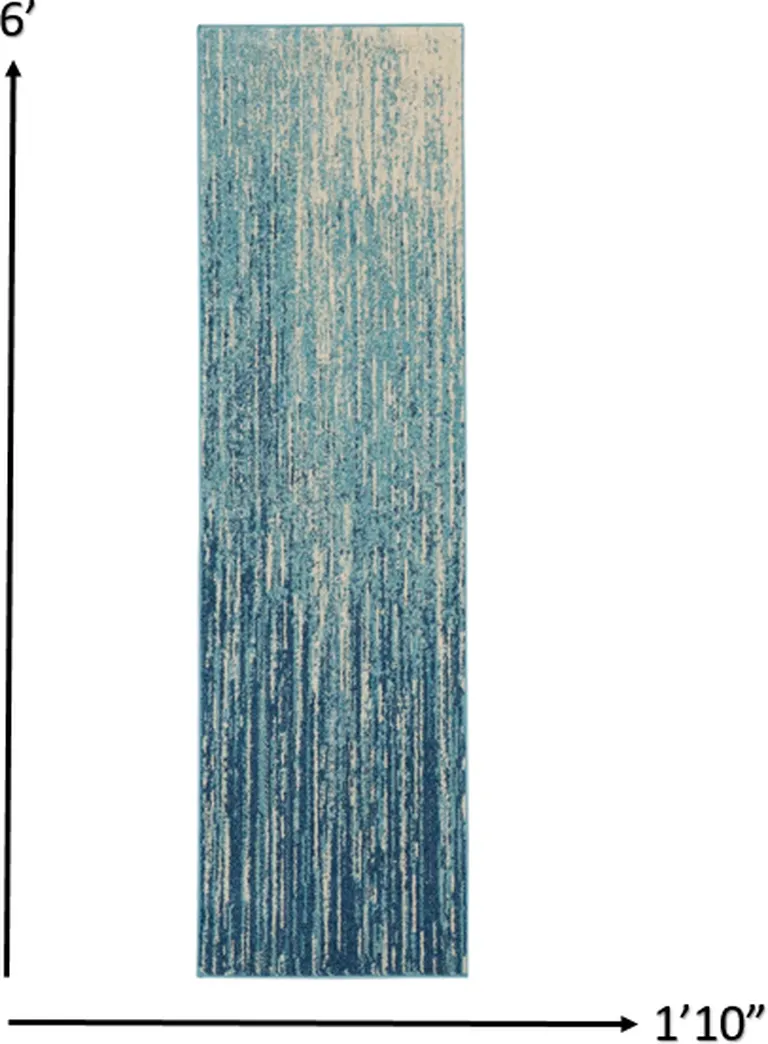Navy and Light Blue Abstract Runner Rug Photo 5