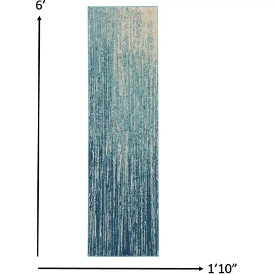 Navy and Light Blue Abstract Runner Rug Photo 5