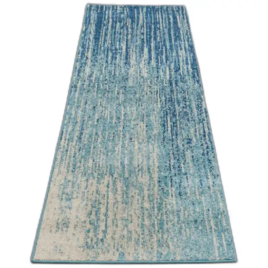 10' Blue And Ivory Abstract Runner Rug Photo 1