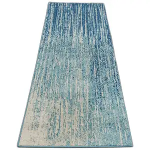 Photo of Navy and Light Blue Abstract Runner Rug