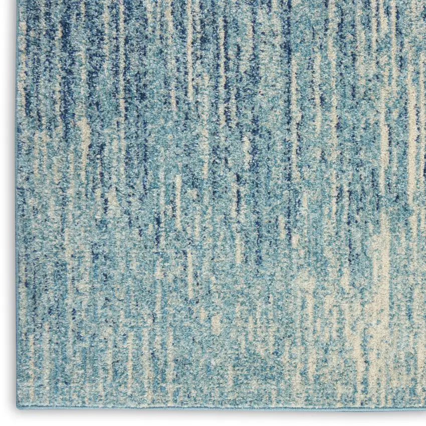 10' Blue And Ivory Abstract Runner Rug Photo 7