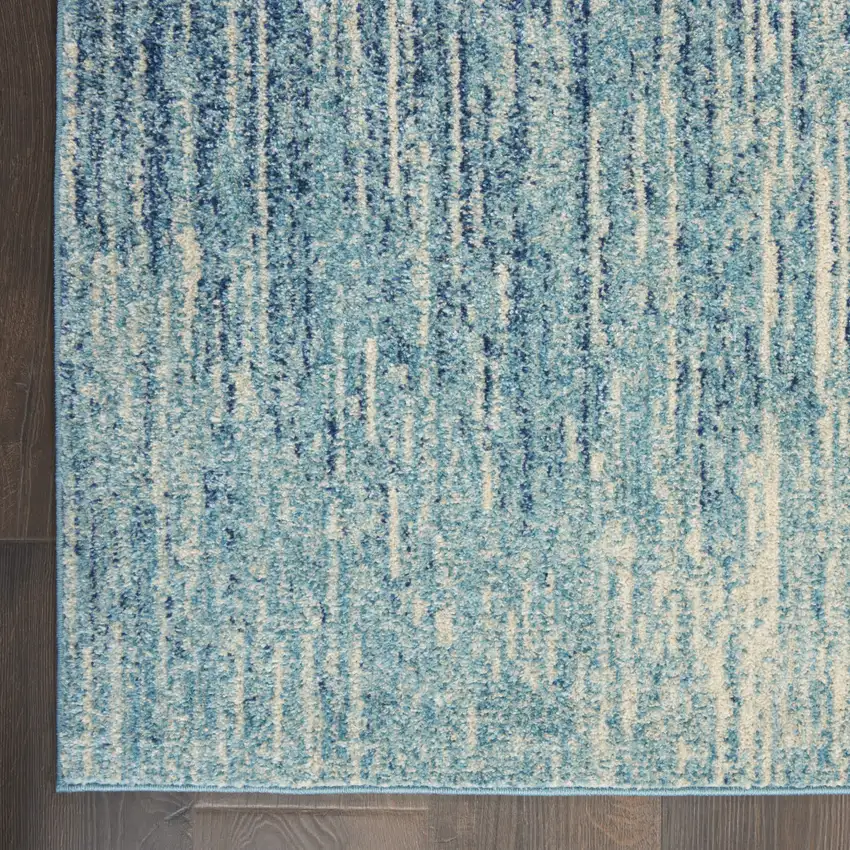 10' Blue And Ivory Abstract Runner Rug Photo 9