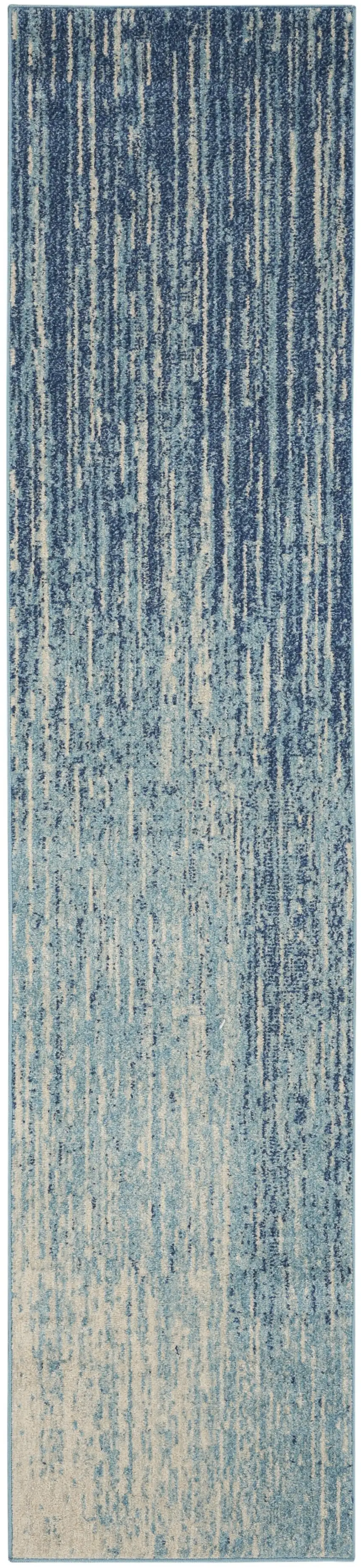 Navy and Light Blue Abstract Runner Rug Photo 1