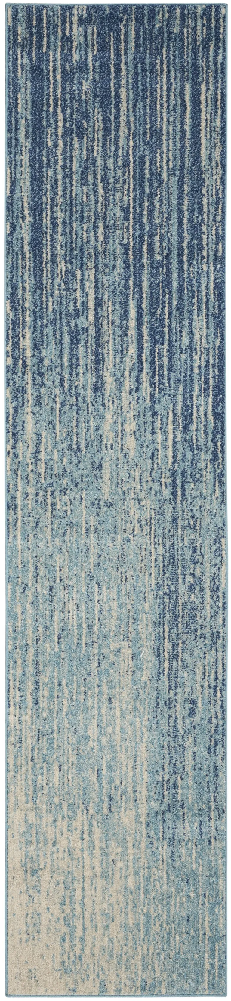 Navy and Light Blue Abstract Runner Rug Photo 1