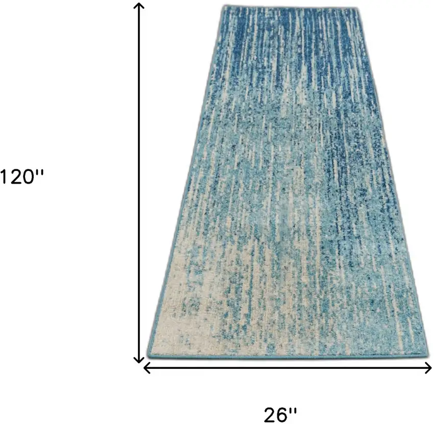 Navy and Light Blue Abstract Runner Rug Photo 9