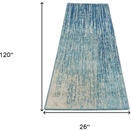 Navy and Light Blue Abstract Runner Rug Photo 9