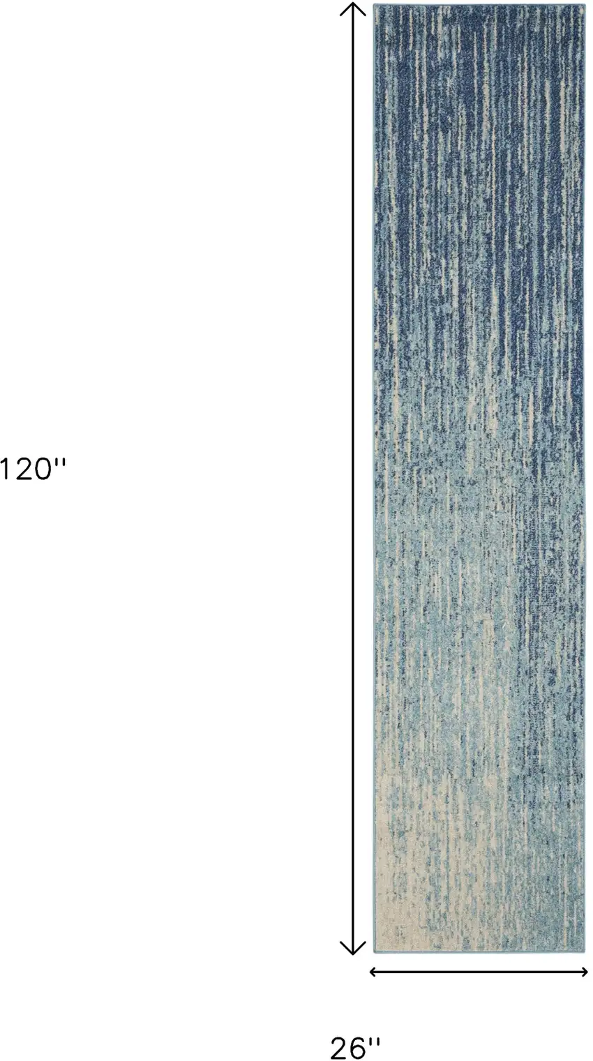 10' Blue And Ivory Abstract Runner Rug Photo 9