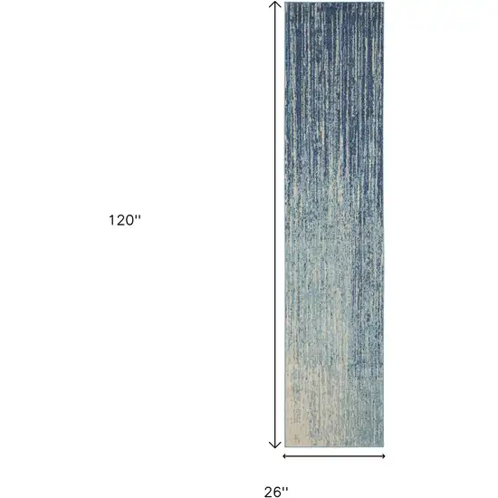 10' Blue And Ivory Abstract Runner Rug Photo 9