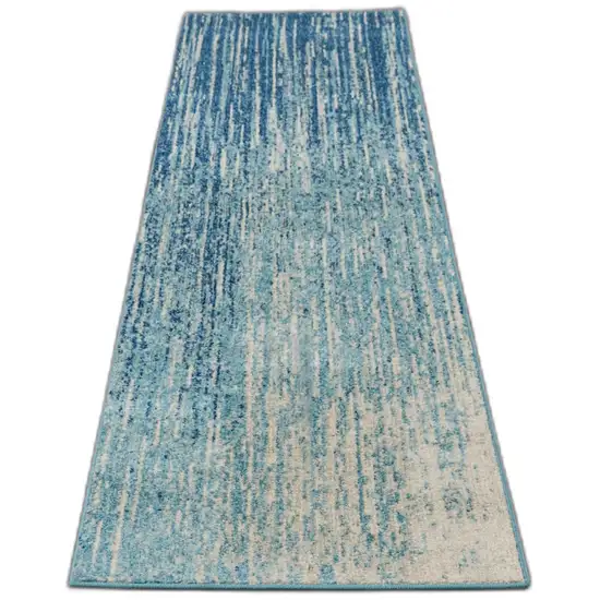 10' Blue And Ivory Abstract Runner Rug Photo 3
