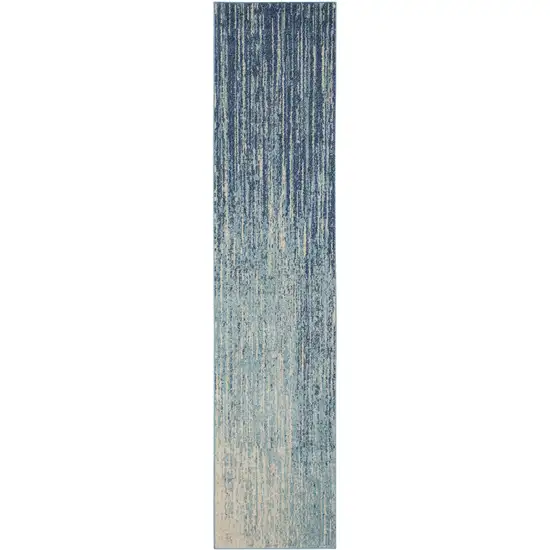 10' Blue And Ivory Abstract Runner Rug Photo 5