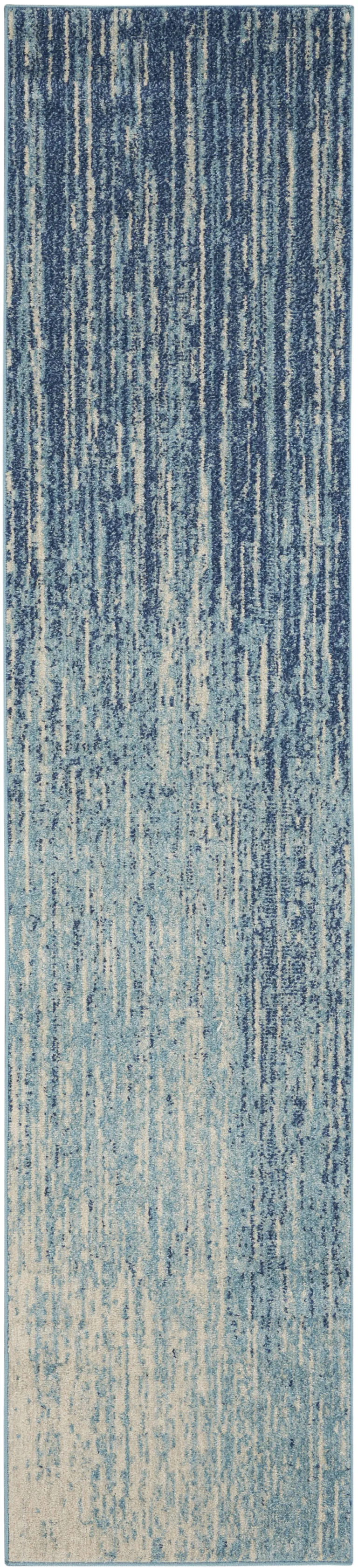 Navy and Light Blue Abstract Runner Rug Photo 4