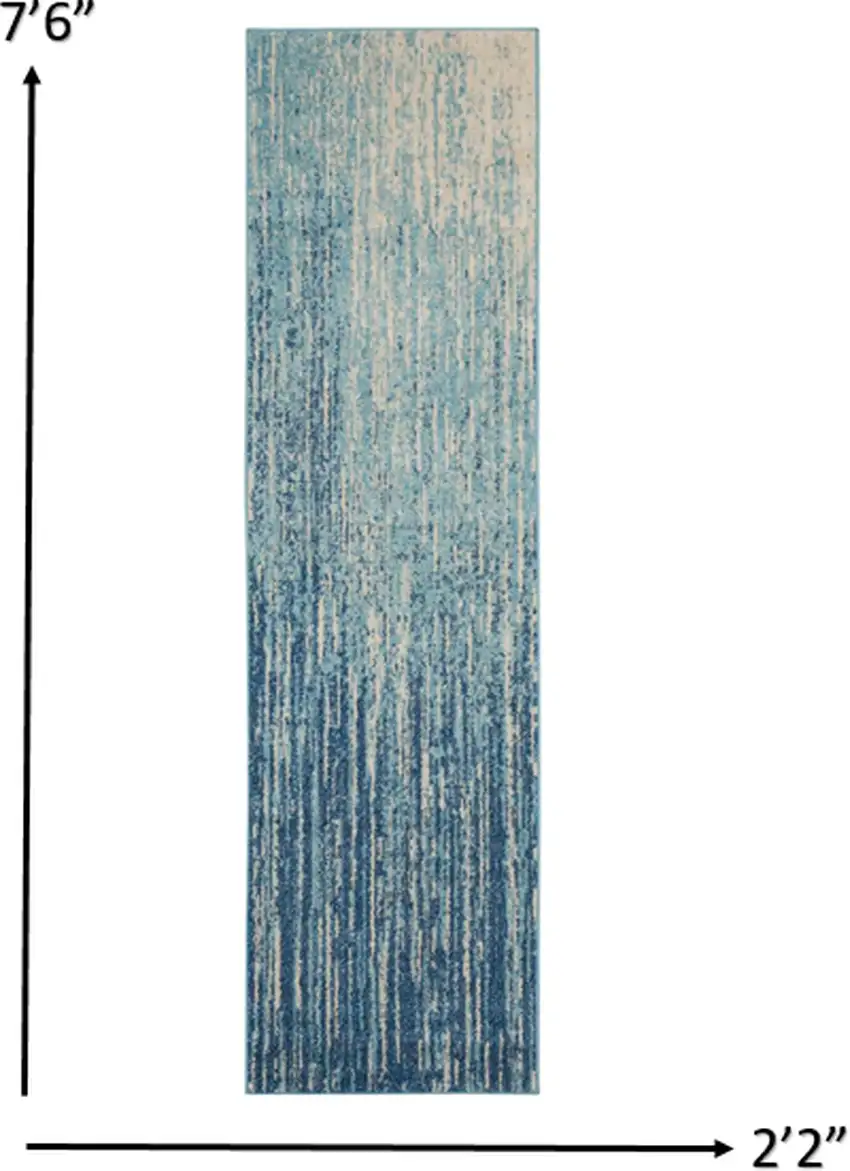 8' Ivory And Blue Abstract Power Loom Runner Rug Photo 3