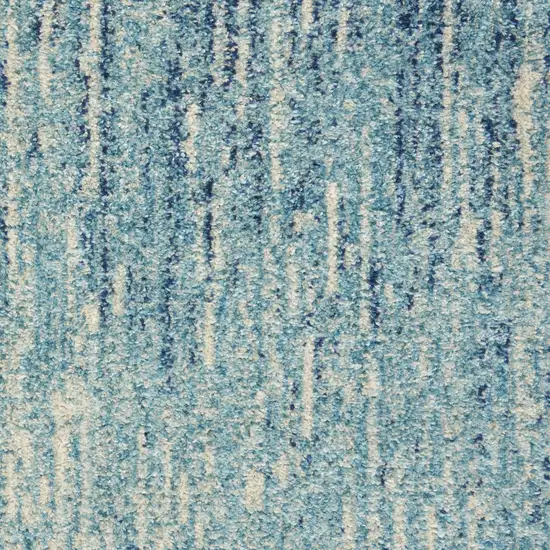 8' Blue And Ivory Abstract Runner Rug Photo 3