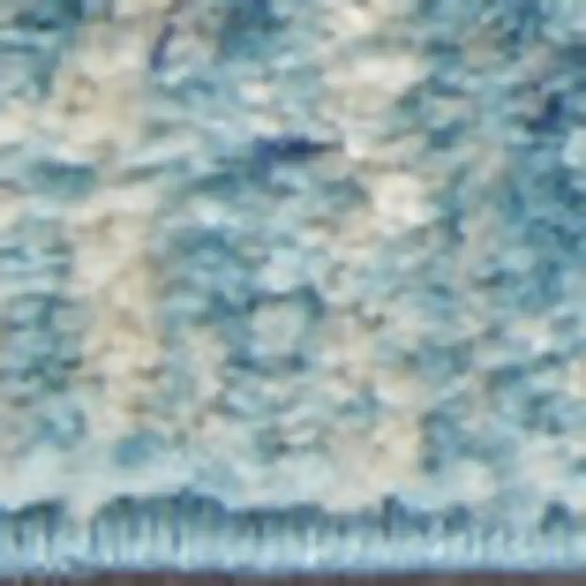 8' Blue And Ivory Abstract Runner Rug Photo 4