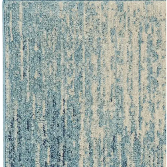 8' Blue And Ivory Abstract Runner Rug Photo 5
