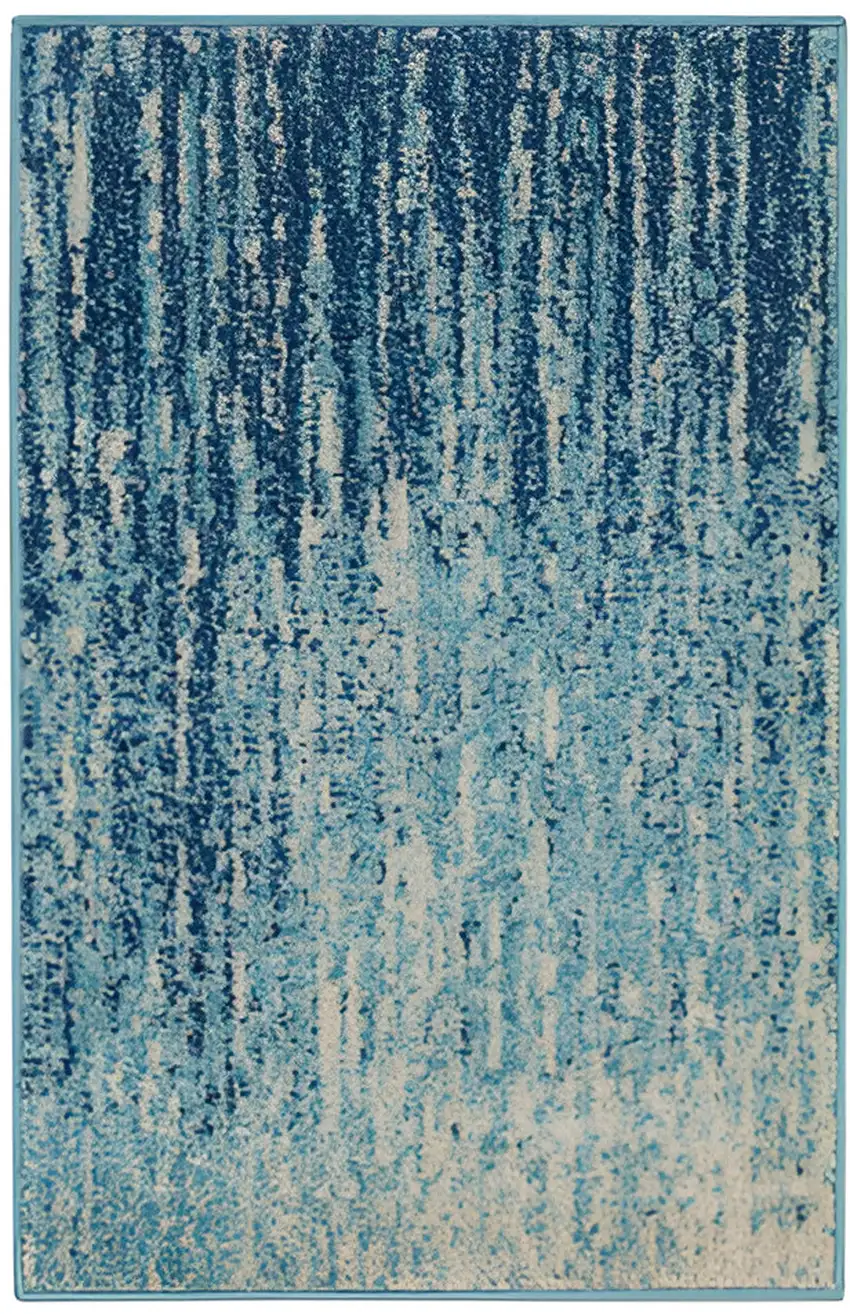 Blue And Ivory Abstract Area Rug Photo 1