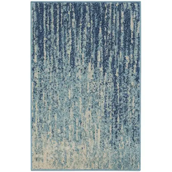 Blue And Ivory Abstract Area Rug Photo 9