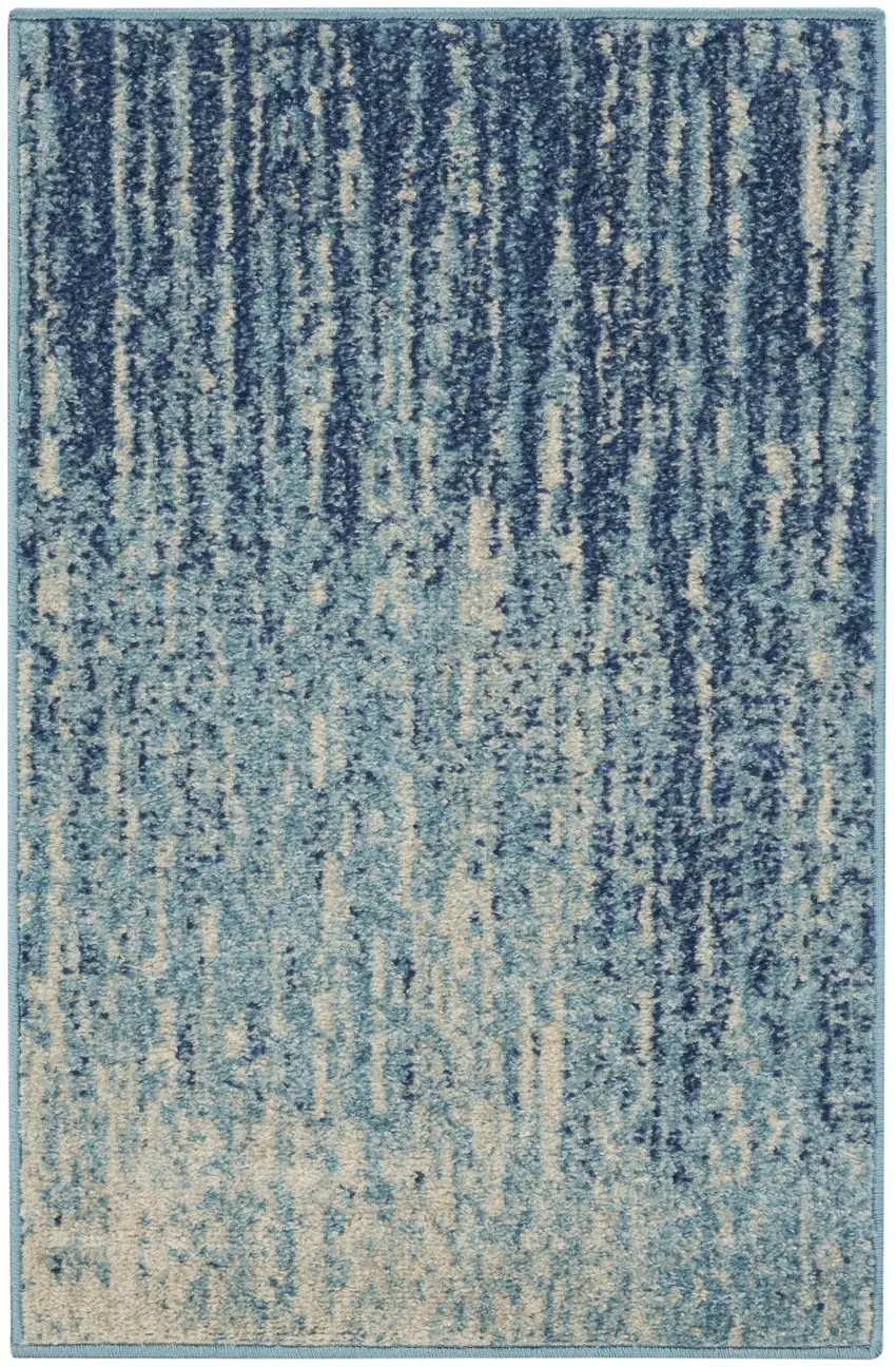 Blue And Ivory Abstract Area Rug Photo 9