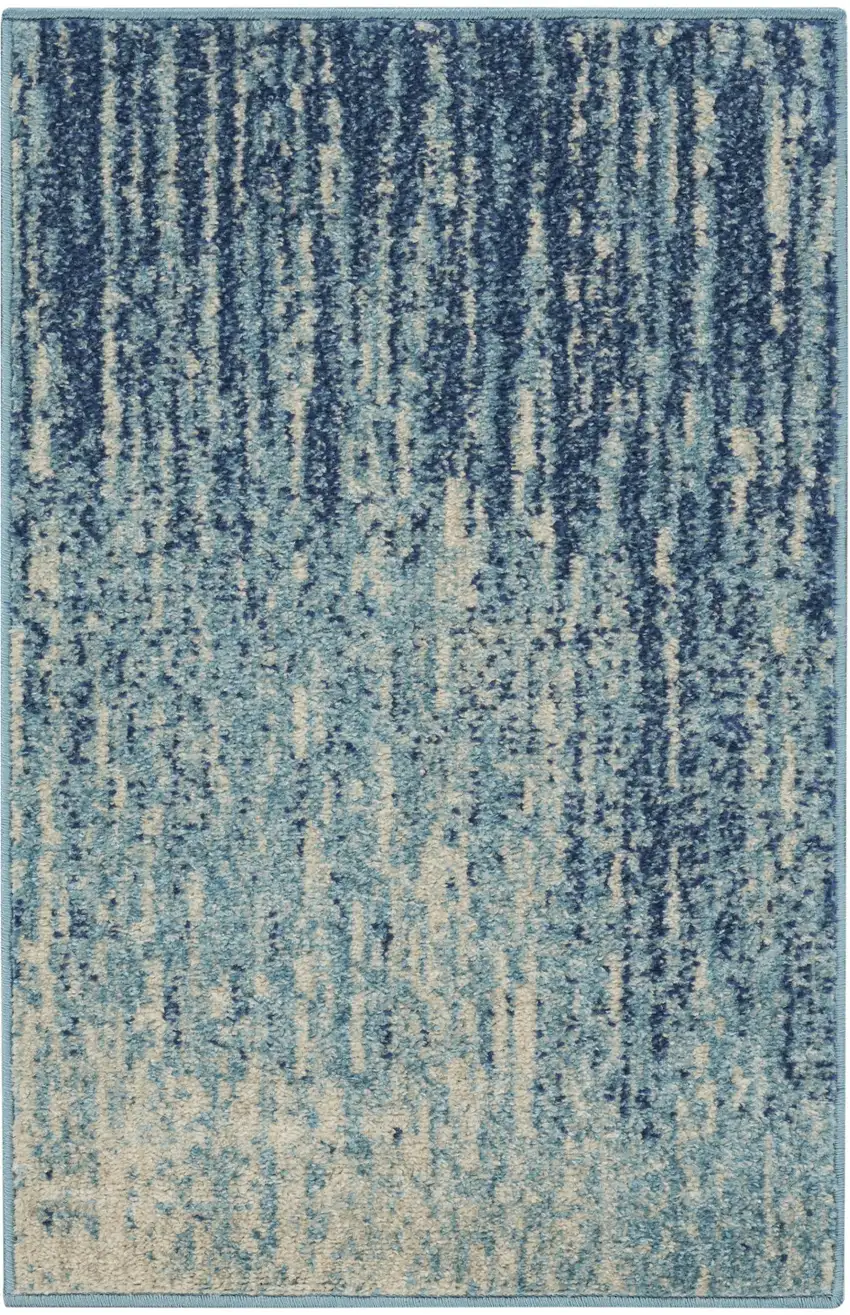 Blue And Ivory Abstract Area Rug Photo 3