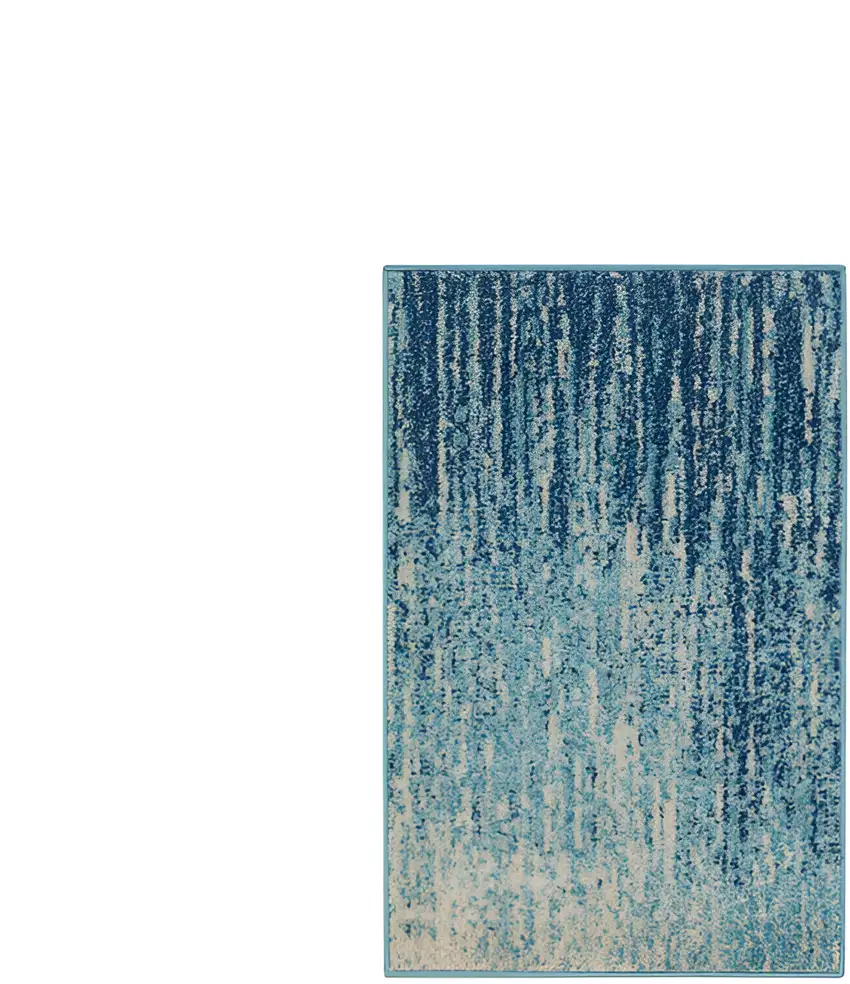 Blue and Ivory Abstract Power Loom Area Rug Photo 1