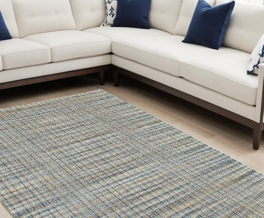 Blue and Ivory Hand Woven Area Rug Photo 1