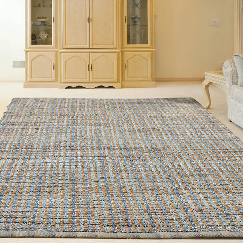 Navy and Natural Interwoven Area Rug Photo 8