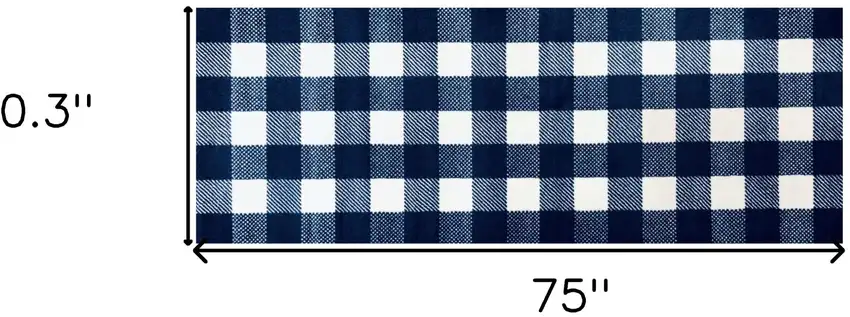 Navy and White Buffalo Plaid Washable Runner Rug Photo 4