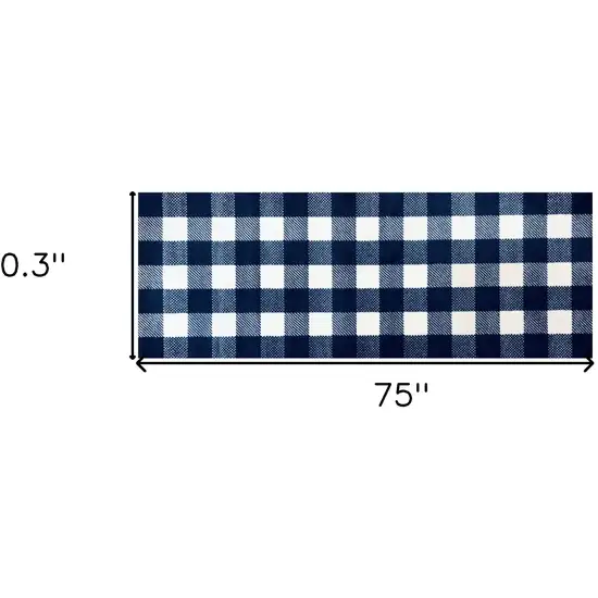 Navy and White Buffalo Plaid Washable Runner Rug Photo 4