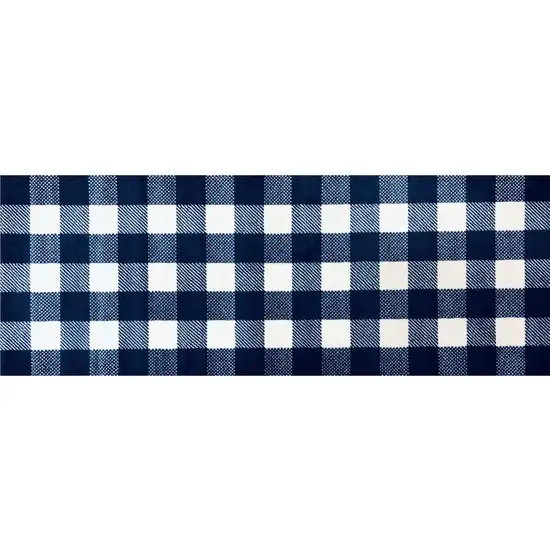 Navy and White Buffalo Plaid Washable Runner Rug Photo 1