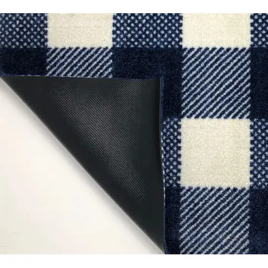 Navy and White Buffalo Plaid Washable Runner Rug Photo 3