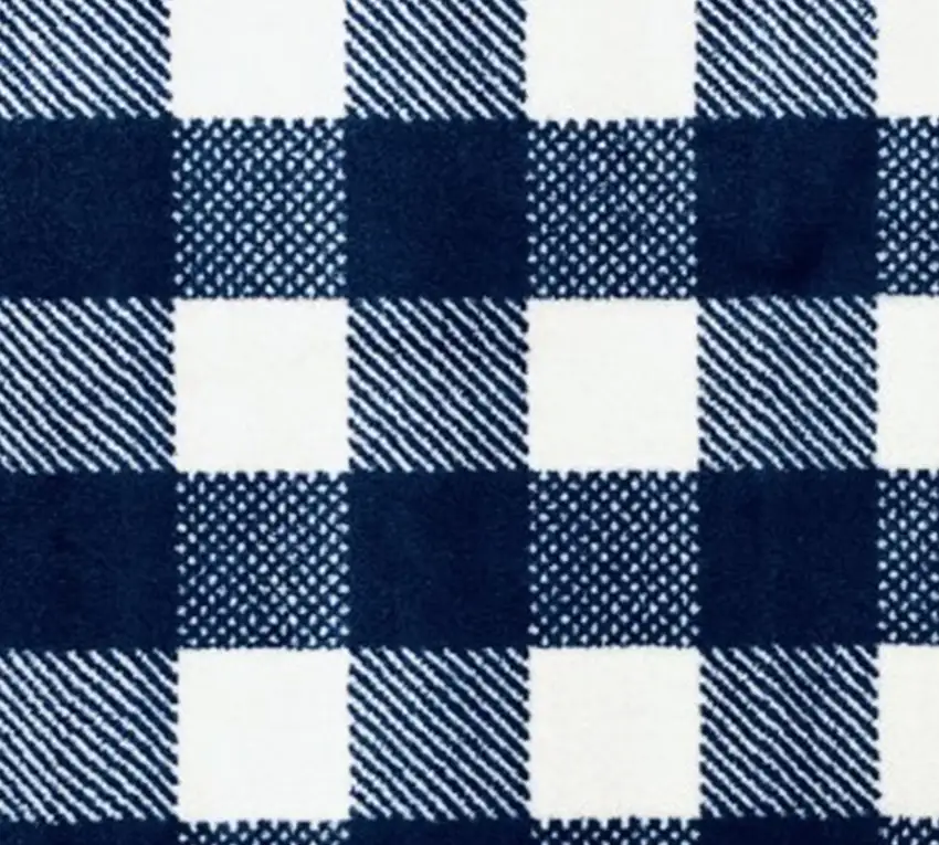 Navy and White Buffalo Plaid Washable Runner Rug Photo 2