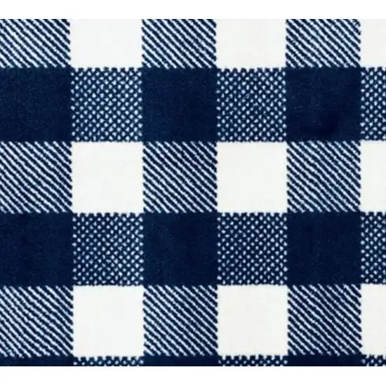 Navy and White Buffalo Plaid Washable Runner Rug Photo 2