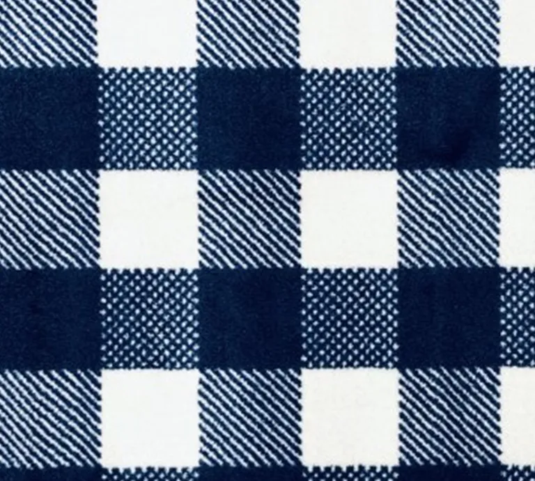 Navy and White Buffalo Plaid Washable Runner Rug Photo 2