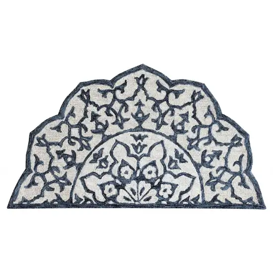 Navy and White Decorative Hearth Rug Photo 1