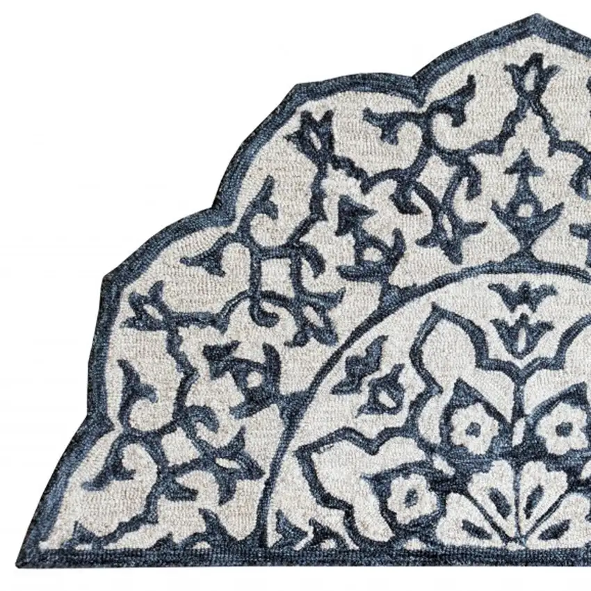 Navy and White Decorative Hearth Rug Photo 9