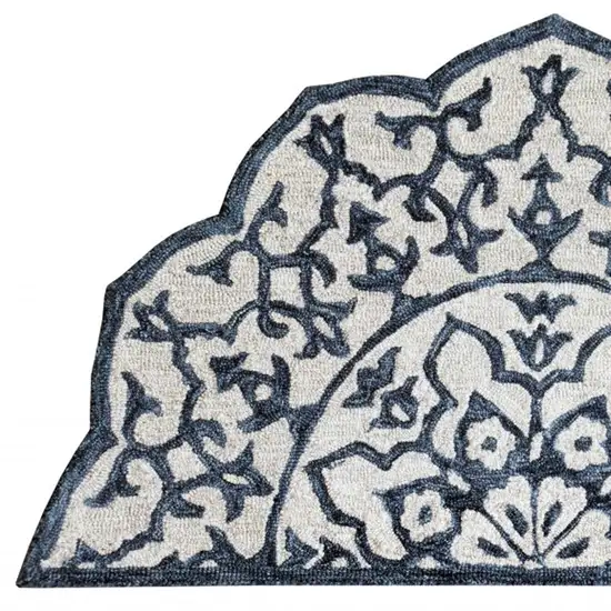 Navy and White Decorative Hearth Rug Photo 9