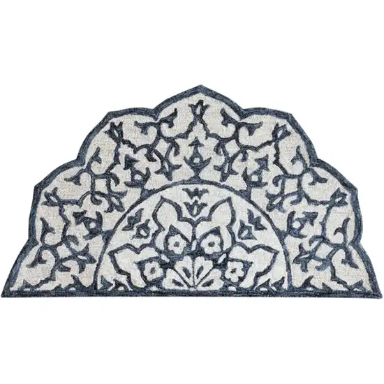 Navy And White Decorative Hearth Rug Photo 2