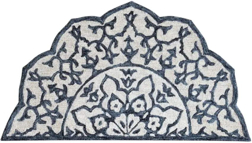 Navy And White Decorative Hearth Rug Photo 2