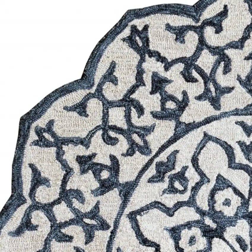 Navy and White Decorative Hearth Rug Photo 8
