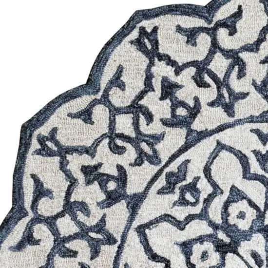 Navy and White Decorative Hearth Rug Photo 8