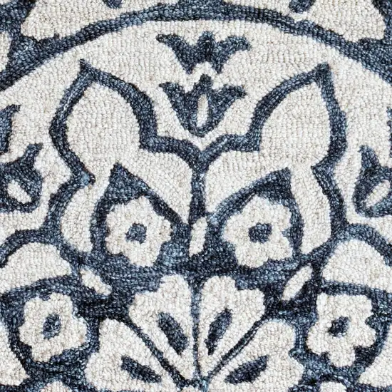 Navy and White Decorative Hearth Rug Photo 2