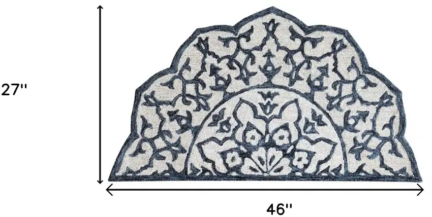 Navy And White Decorative Hearth Rug Photo 6