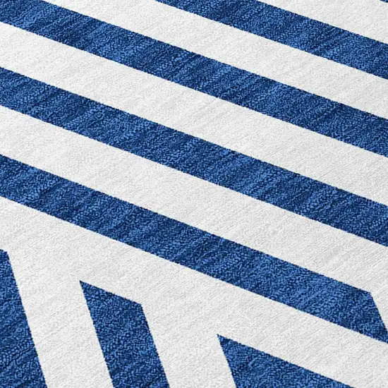 Navy and White Geometric Washable Non Skid Indoor Outdoor Area Rug Photo 8