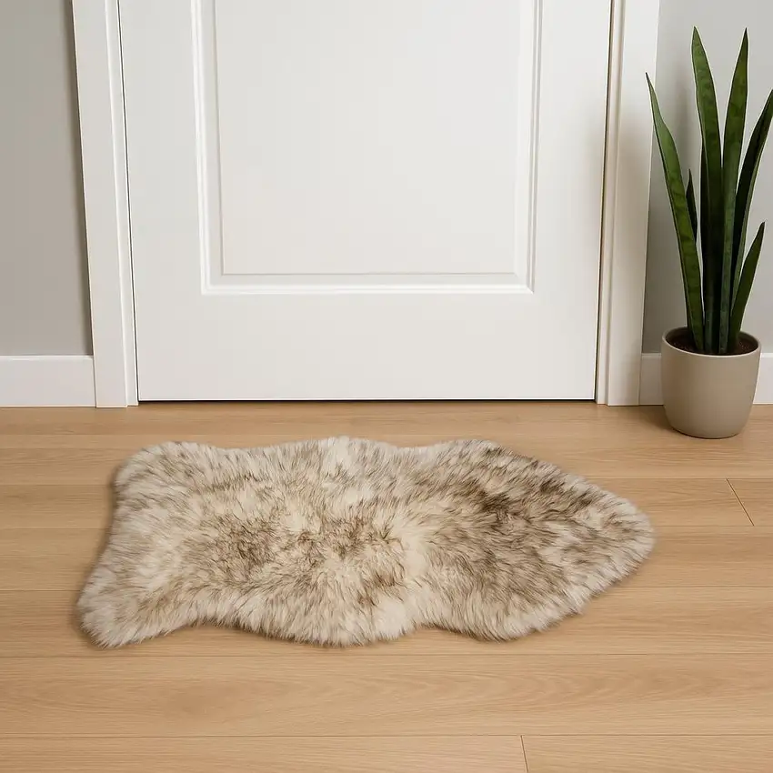 Brown And White Genuine Sheepskin Ombre Area Rug Photo 1