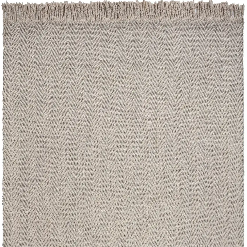 Oatmeal Beige Hand Woven Herringbone Indoor Area Rug Photo 9