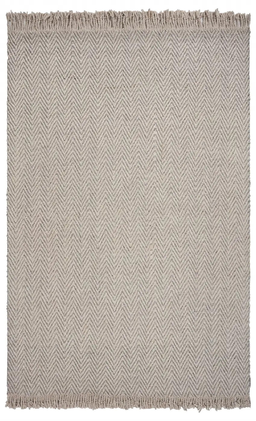 Oatmeal Beige Hand Woven Herringbone Indoor Area Rug Photo 1