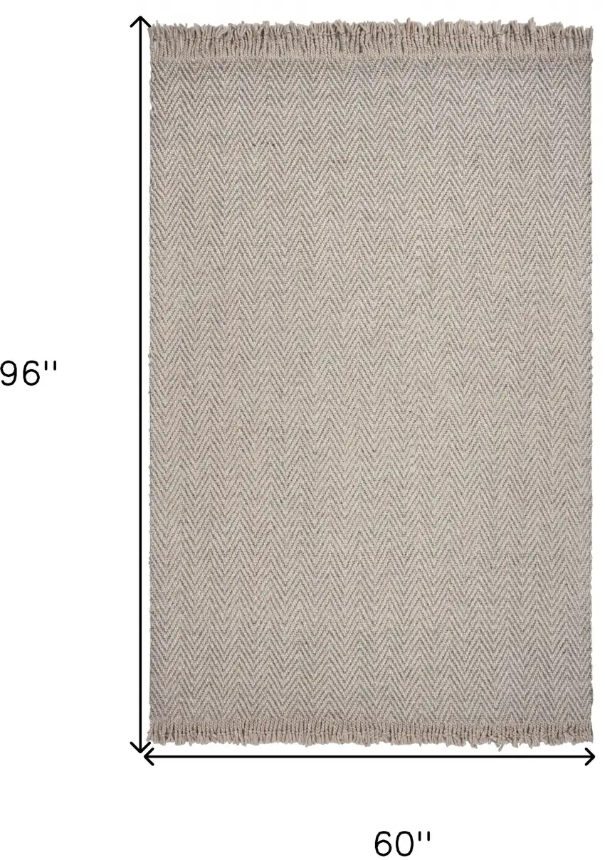 Oatmeal Beige Hand Woven Houndstooth Indoor Area Rug Photo 7