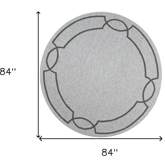 Ivory Round Indoor Outdoor Area Rug Photo 3