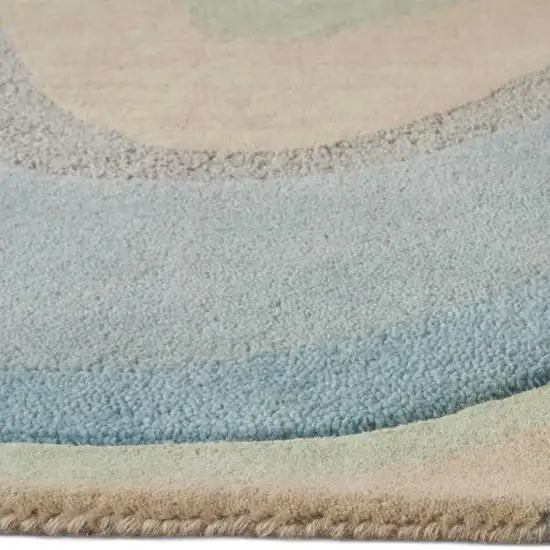 Blue Beige And Green Wool Abstract Hand Tufted Area Rug Photo 5